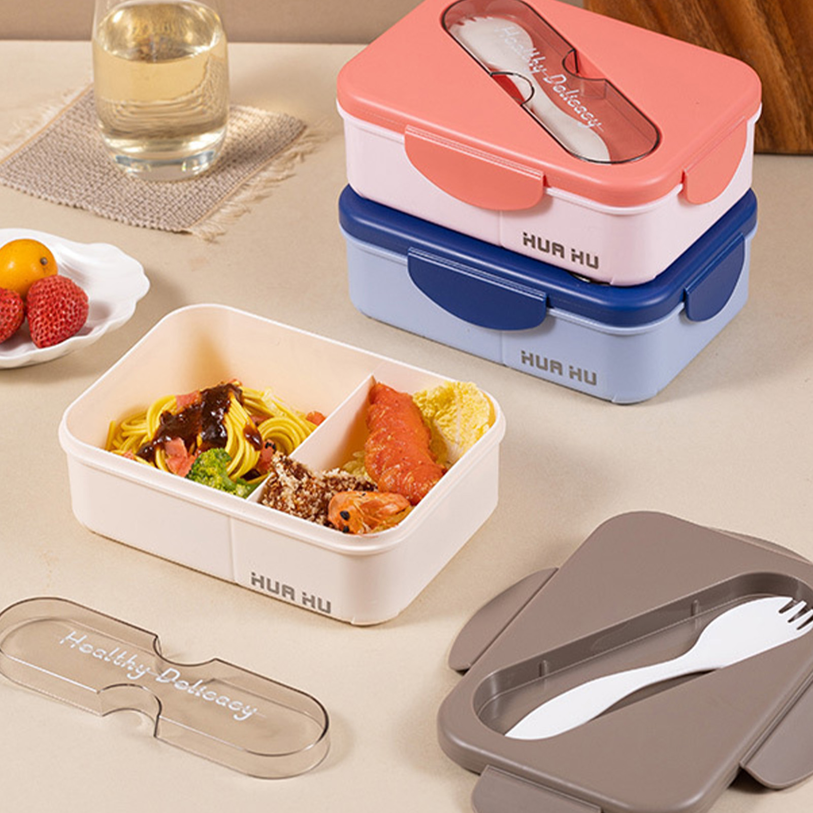Student Lunch Box With Fork Pl - đánh giá và giá Bento Box